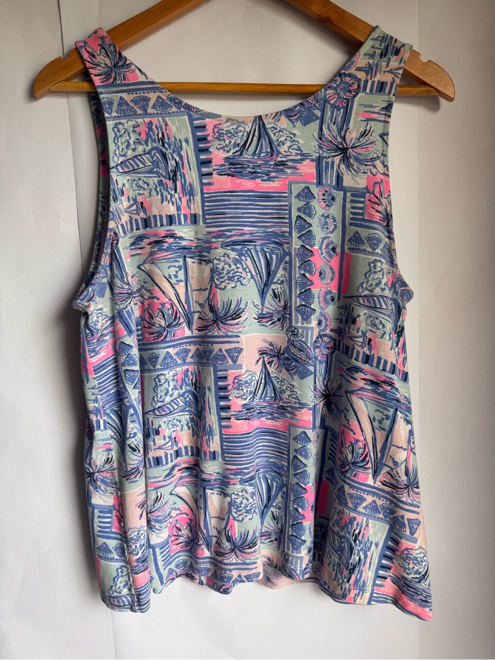 Lilly Pulitzer Pink Blue Tropical Print Tank Top